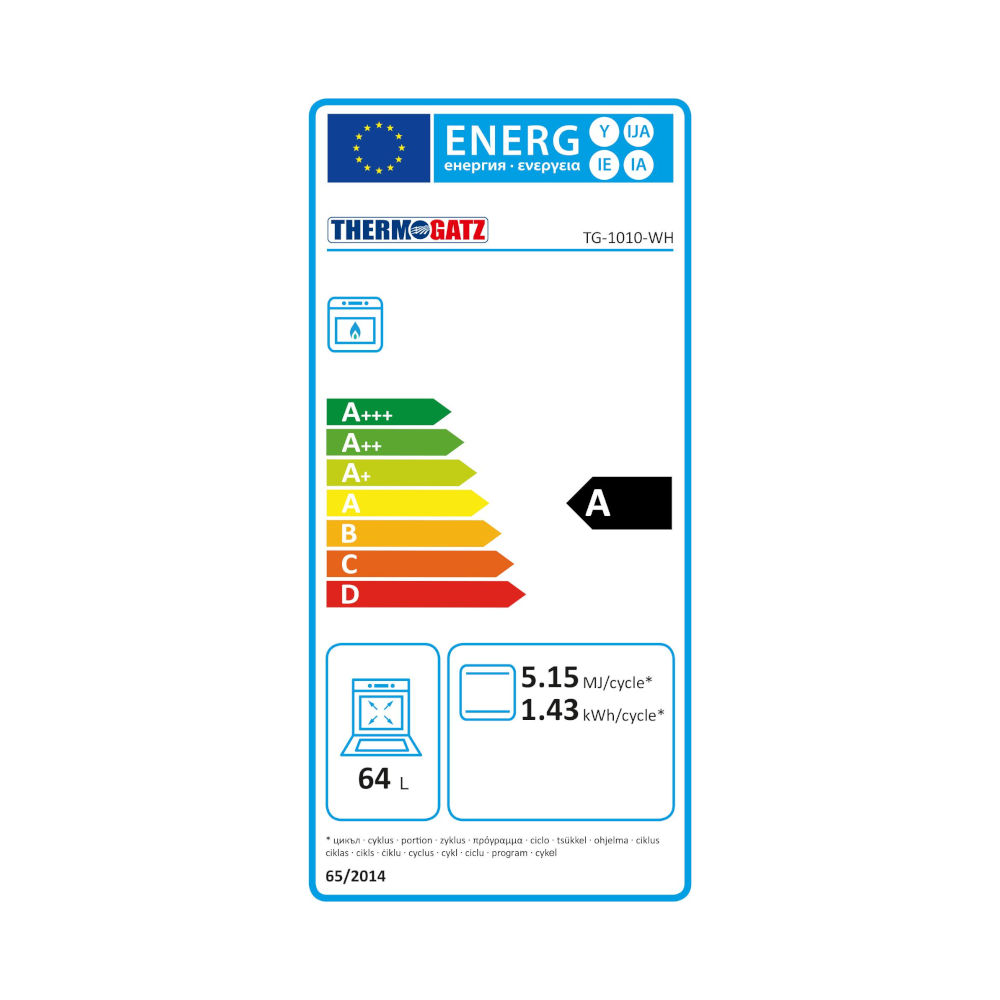 Thermogatz Κουζίνα Αερίου 64lt με Εστίες Αερίου TG 1010 WH - 04.401.071