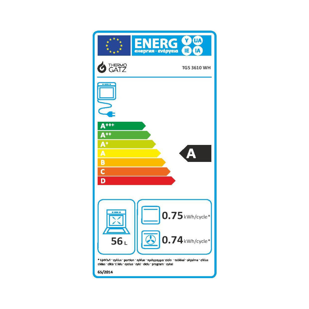 Thermogatz Κουζίνα Ηλεκτρική 56lt με Εστίες Αερίου TGS 3610 WH TURBO - 04.401.091
